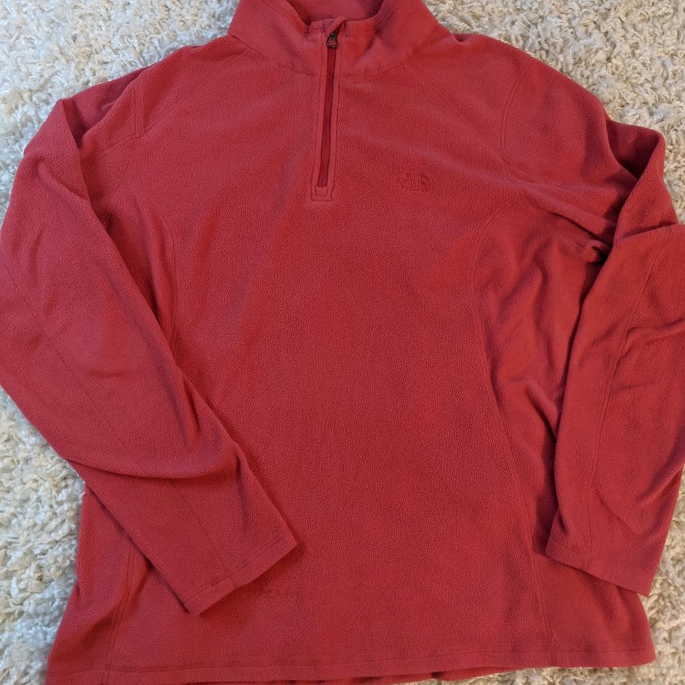 North Face Fleece Salmon Pink 1/4 zip Extra Large